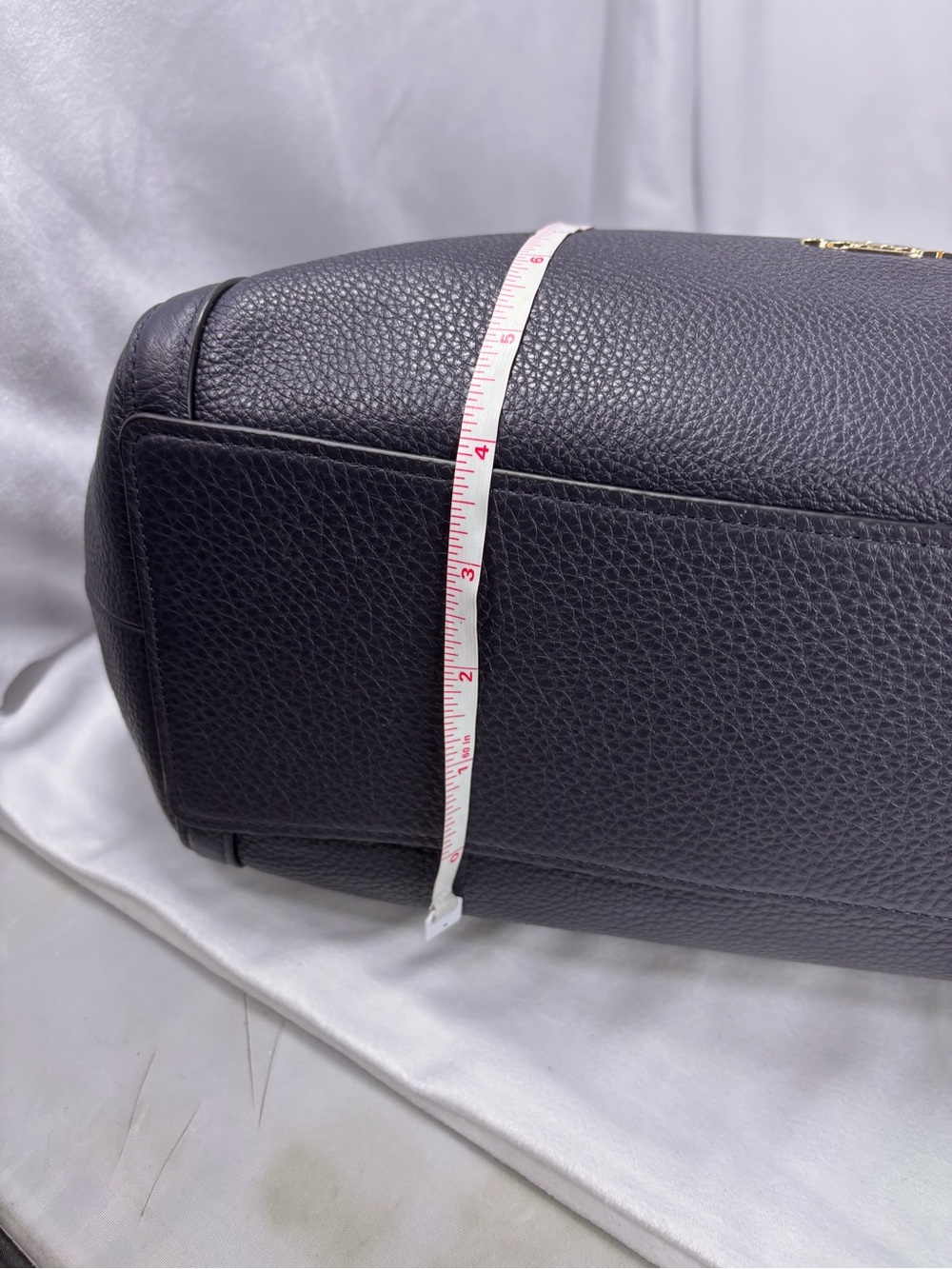 Coach Kristy Shoulder Bag Navy Pebbled Leather Gold Hardware Tote Purse - Picture 16 of 16